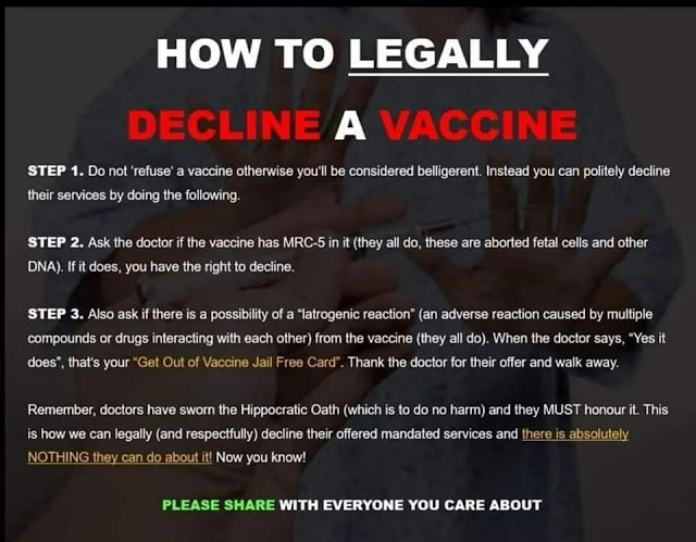 Πως μπορείς νόμιμα να αρνηθείς έναν εμβολιασμό.